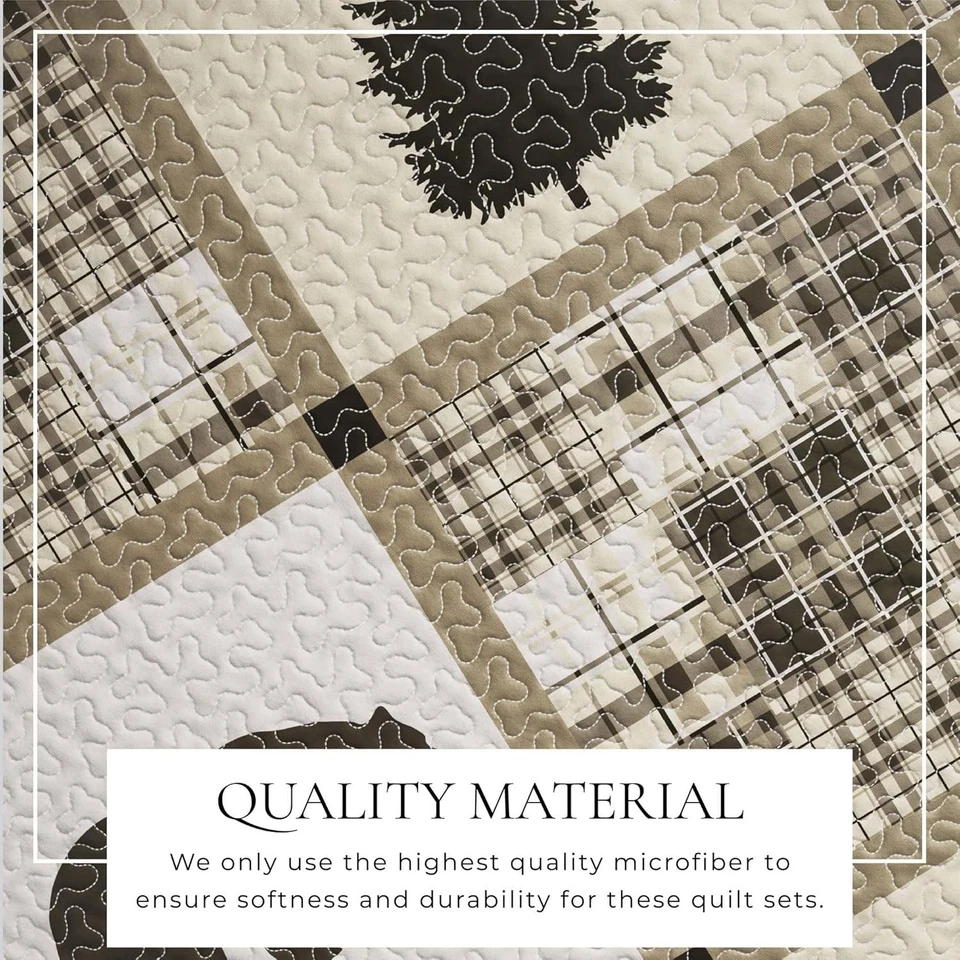 King Quilt Set Rustic Lodge Cabin RV Camping Farm Country Forestry Wildlife 3Pc - Image 3 of 4