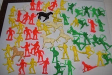 PLASTIC VINTAGE COWBOYS & INDIANS FIGURES- TIM MEE TOYS?  - 50+  (HCX24)