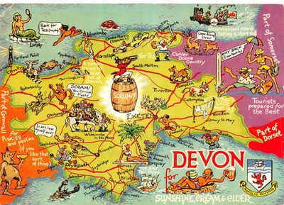 KARTE POSTKARTE DEVON GEBRAUCHT KONTINENTALGRÖSSE GUT PLUS