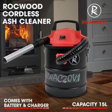 Cordless Ash Vacuum Cleaner 15L 800W RocwooD Fireplace BBQ Stoves Home Workshop