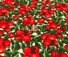 Vine Ripened Tomatoes * Green Leaves*on Cream * Hoffman* 100% Cotton * 8" x 21"