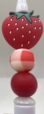 Beaded Ballpoint Pen,pretty 3d Strawberry On Red Checkered Bead,red Bead