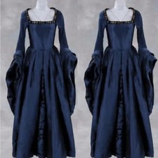 Cosplay Costumes Blue Dress Tudor Queen Elizabeth Ball Gown Dress Masquerade