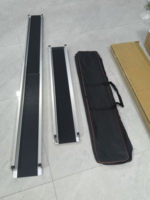 2X Rollstuhlrampe Alu Teleskoprampe 120 - 213 cm klappbar Laderampe Auffahrrampe