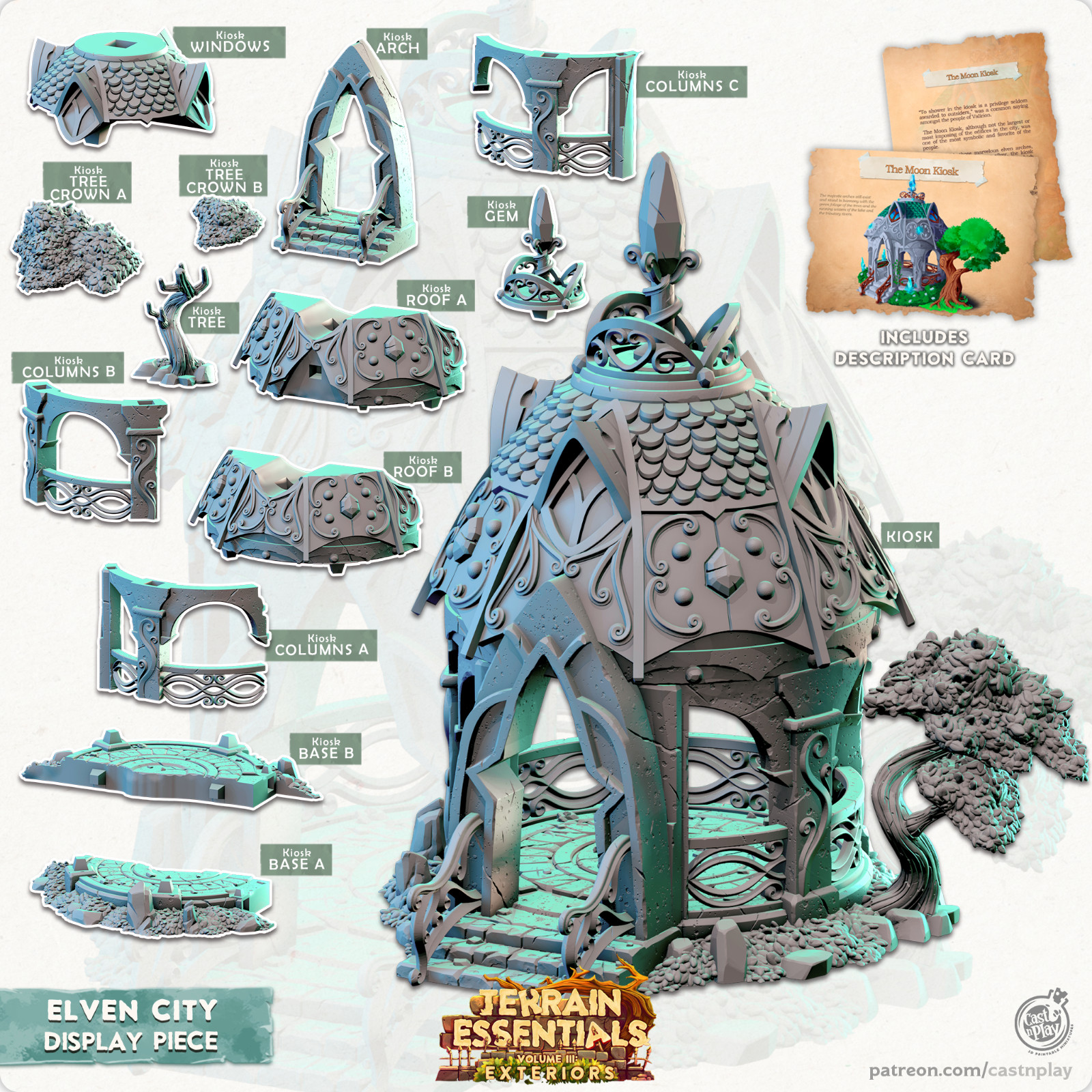 Bâtiment kiosque elfique pour maquette fantastique et diorama de forêt