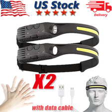 2X Waterproof COB Headlamp Night Buddy LED Se...