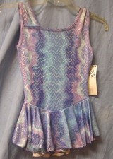 Duck Crossing K1216 Girls Skating Dress - Blue Hologram - size Child 8-10
