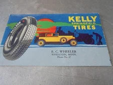 Vintage Kelly Springfield Tires ink Blotter R. C. Wheeler Wheaton Minn.