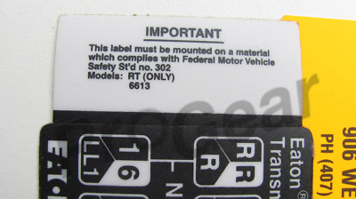 FULLER Transmission 13 Speed Rt6613 Shift Pattern for sale online