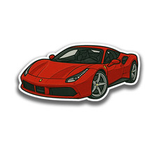 Sports Car Sticker 4 Inch Ferrari Vinyl Decal Red Waterproof Motor