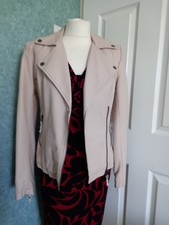 John Lewis Max Studio Cream Faux Leather Jacket Size Xs (8)