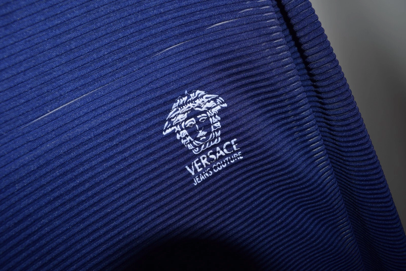 Abito top vintage anni 90 Versace Jeans Couture maglia marina a costine medusa nylon taglia L