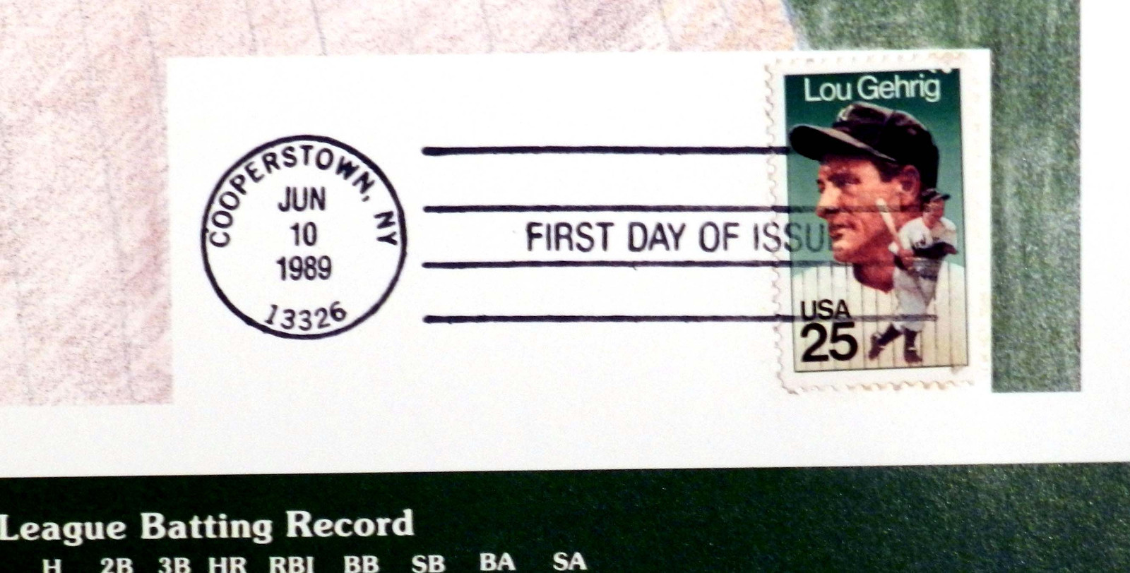 VINTAGE LOU GEHRIG HALLOF FAME POSTER WITH GEHRIG COOPERSTOWN JUN 10, 1989 STAMP eBay