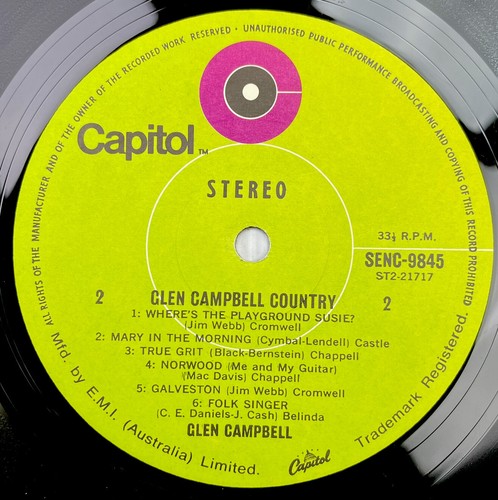 Disco de vinilo country Glen Campbell 12"" 33 rpm senc-9845 Capitol 1971 - Imagen 5 de 12