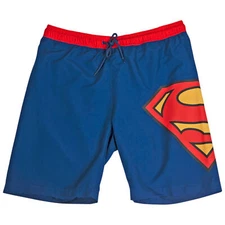 Superman Symbol Blue with Red Waistband Board Shorts Blue