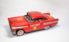Ichiko Japan Tinplate Oldsmobile Fire Chief Car - Good Vintage Original 1960s