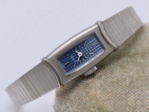 Vintage 60er Jahre Wittnauer Geneve MCM Geometric Blue Dial Damen Armbanduhr 17j - Bild 1 von 8