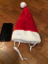 Dog Santa Hat Pet Costume - Red  White Plush - Size M/L -