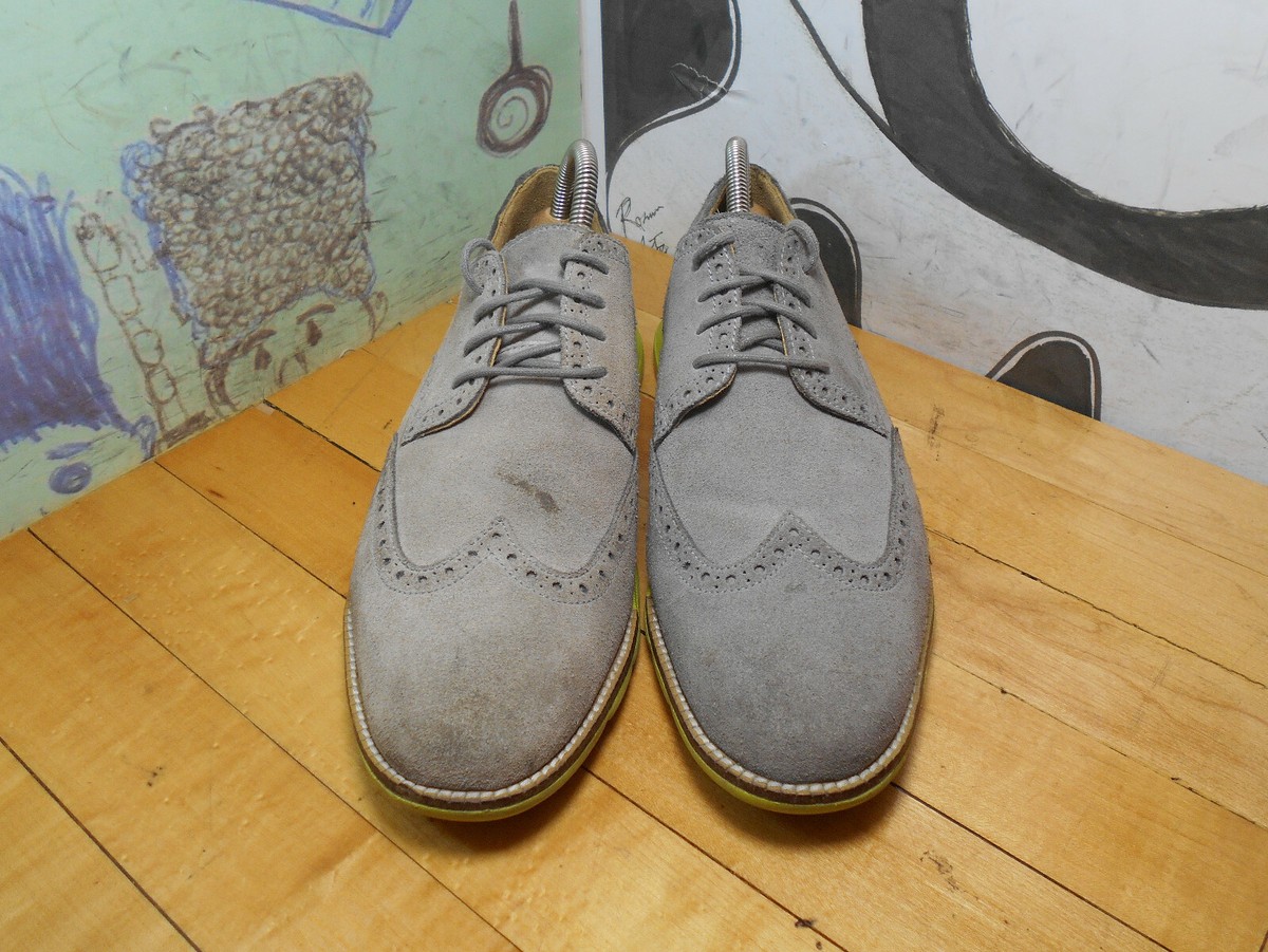 Cole Haan Grey Suede Wingtip Oxfords Mens Size 9.5M Made In  display picture 3