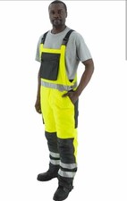 HIGH VISIBILITY QUILTED INSULATED BIB MENS MEDIUM WORK WEAR