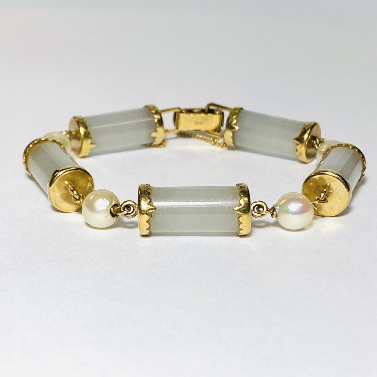 Ming's Honolulu GG Certified 14K Yellow Gold Jadeite Pearl 7.5