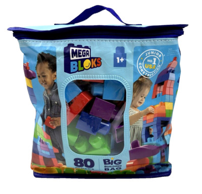 MEGA BLOKS Fisher-Price Toy Blocks Blue Big Building Bag With Storage BRAND NEW 