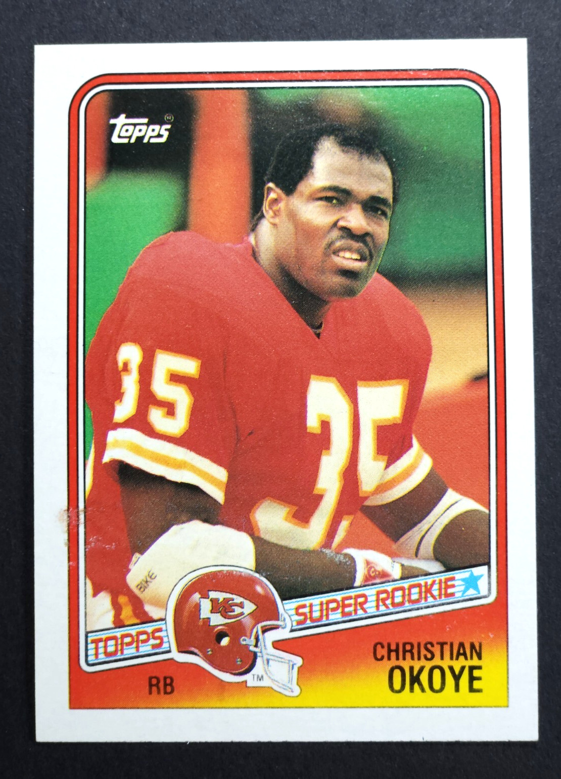 1988 TOPPS FOOTBALL #363 CHRISTIAN OKOYE ROOKIE *A* KANSAS CITY CHIEFS *NRMT*