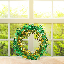 75 Feet St Patricks Day Tinsel Garland, Green Wire Tinsel Shamrock Garlands for