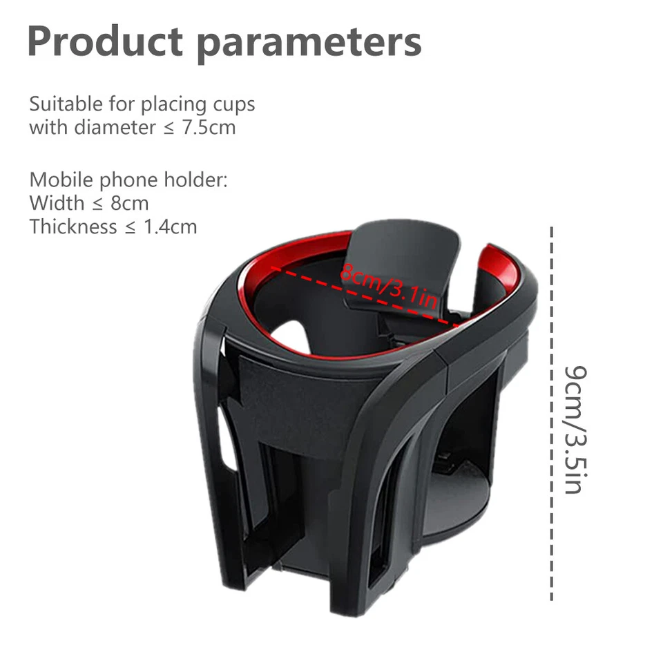 Adjustable Phone Cup Holder Mount Hook Clip ABS for Car Air Vent Outlet Bracket - Image 3 of 4