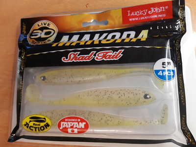 NEU Angel Köder Lucky John Makora Shad Tail GELB 12cm Gummiköder 5'' Bait NEW