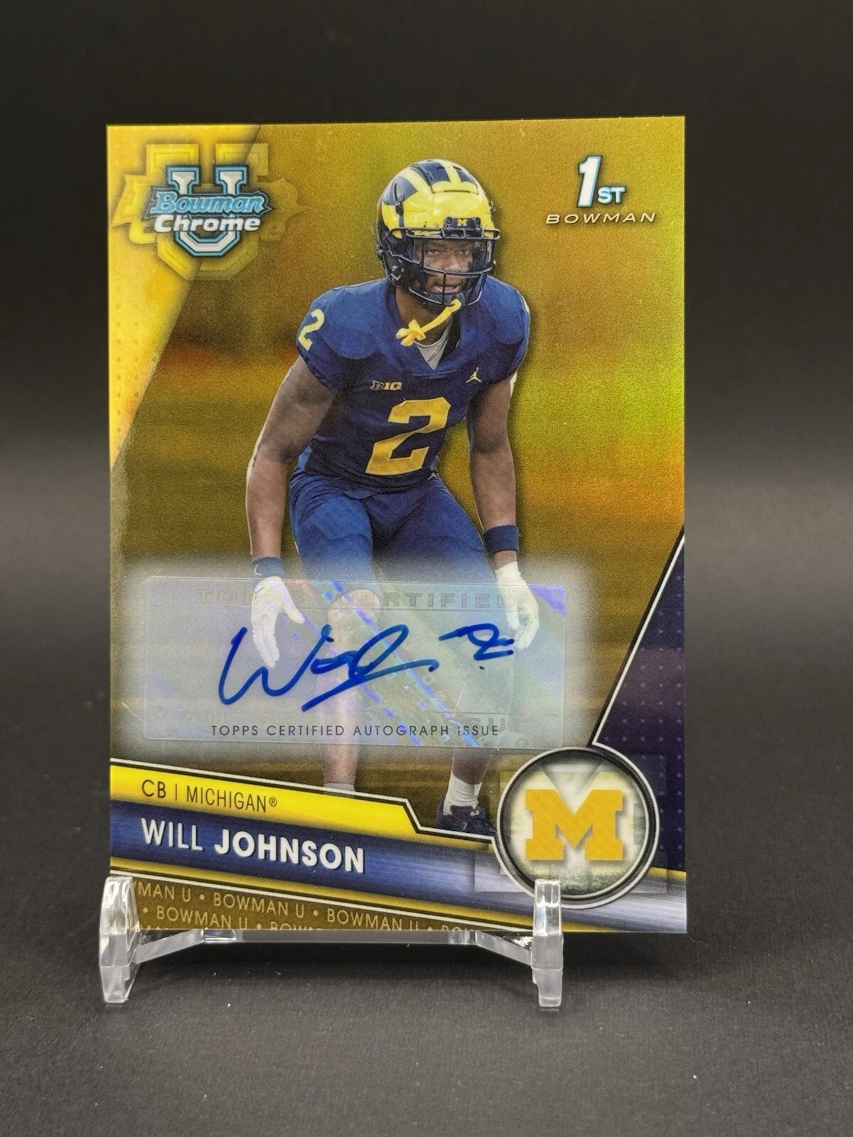 2023 Bowman University Chrome #157 Will Johnson 1st Gold Refractor Auto 37/50