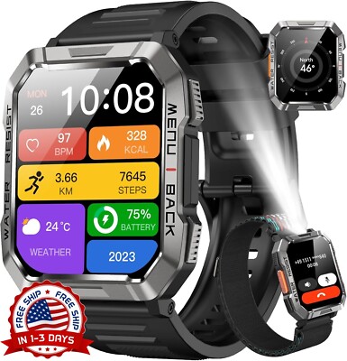 Reloj Inteligente Militar Bluetooth De Hombre Para iPhone Samsung Android NEW US