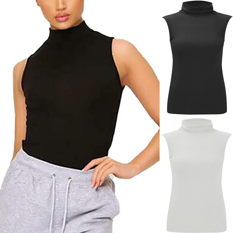Soft Sexy Seamless Sleeveless Mock Neck 