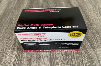 PRECISION DESIGN DIGITAL MULTI-COATED WIDE ANGLE & TELEPHOTO LENS KIT - NIB