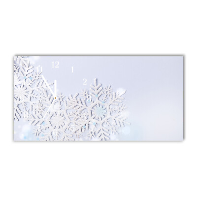 Tulup Glas Wanduhr 60x30cm - Weiß - Deko - Snowflakes Winter Snow