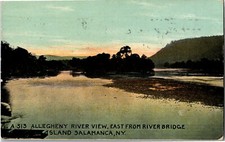 Allegheny River View East River Bridge Island Salamanca NY c1915 Postcard B42