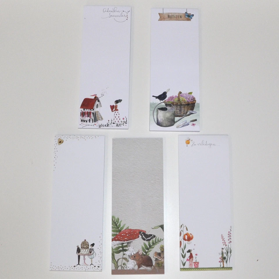 GRÄTZ VERLAG Notizblock mit Magnet auf der Rückseite - 5 Motive - Natur, Garten, Lesen, Glück