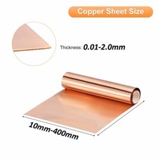 Thickness 0.01mm-2mm 99.9% Pure Copper Cu Metal Sheet Roll Foil Plate Strip T2