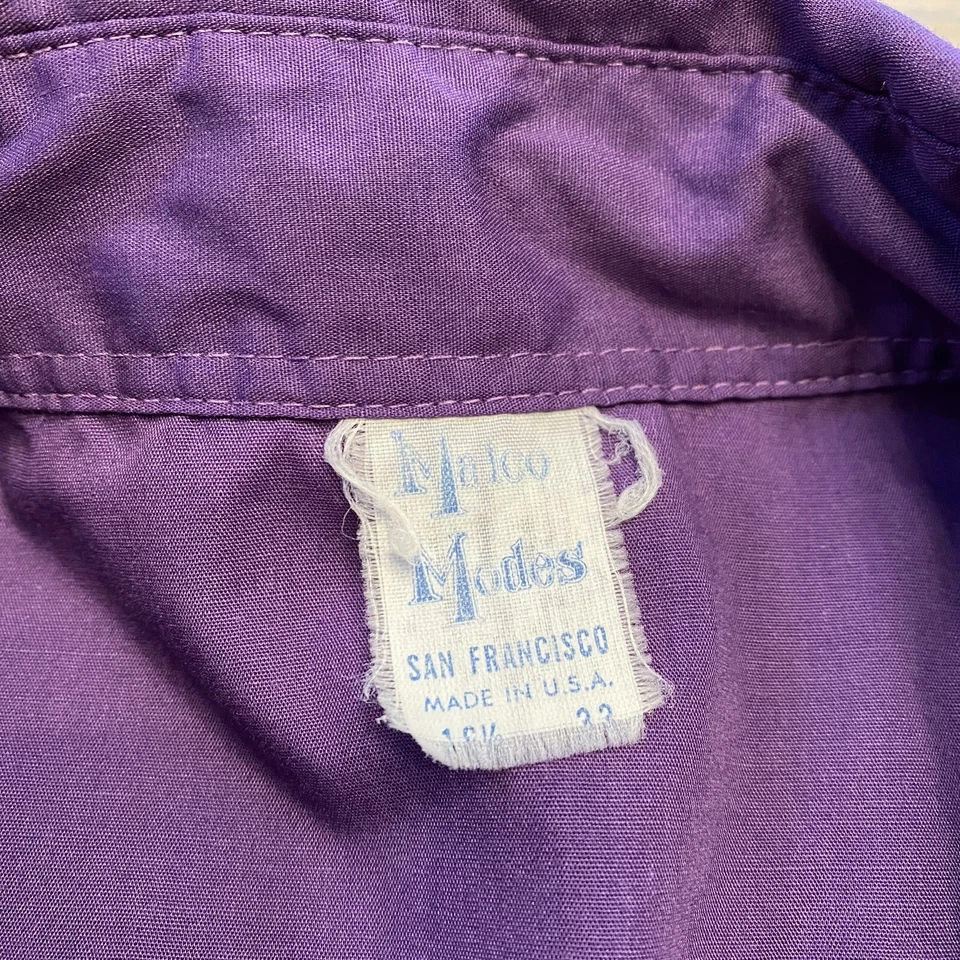 VTG Malco Modes San Fran Purple Western Pearl Snap Shirt Mens 16.5 33 USA Made - Image 2 of 4