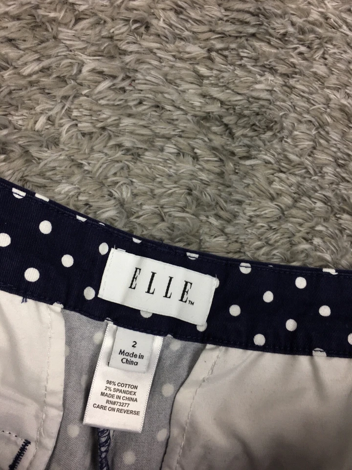 Pantalones Cortos Chinos Elle Para Mujer Talla 2 Azul Blanco Lunares Sarga Caqui Midi Foto 4 de 4