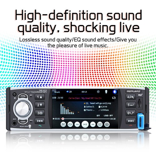 Specchio stereo autoradio singolo 1 din 4" RDS/AM/FM nel cruscotto Bluetooth touch screen - Foto 11 di 18