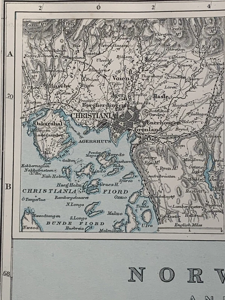 Mapa antiguo original coloreado a mano del norte de Noruega y Suecia de 1891 de G.W. Tocino Foto 4 de 4