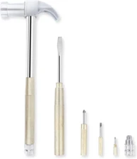 6 in 1 Metal Hammer & Screwdriver Multitool Set with Anti-Slip Grip Handle Slott