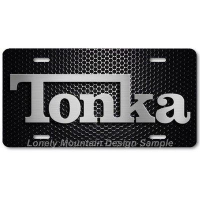 Tonka Inspired Art Gray on Mesh FLAT Aluminum Novelty Auto License Tag Plate