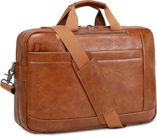 Faux Leather Messenger Bag for Men 17-17.3 Inch Leather Mens Laptop Bag