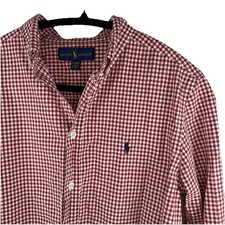 Ralph Lauren Boys Red 18/20 Gingham Checkered Long Sleeve Button Down Shirt