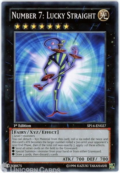 SP14-EN027 Number 7: Lucky Straight : Starfoil Rare 1st Edition Mint YuGiOh Card