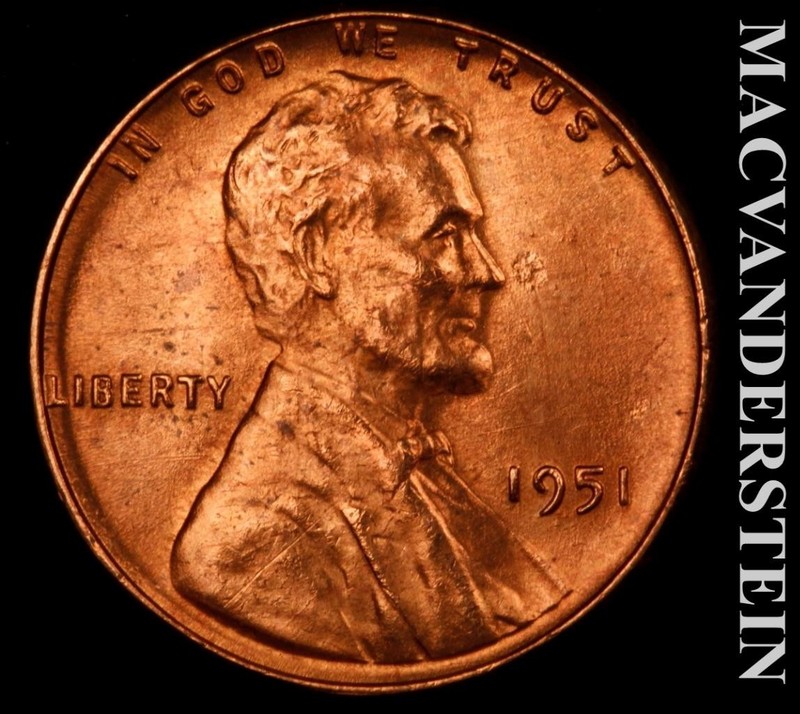 1951 Lincoln Wheat Cent - Choice Gem Brilliant Unc  No Reserve  #L7220