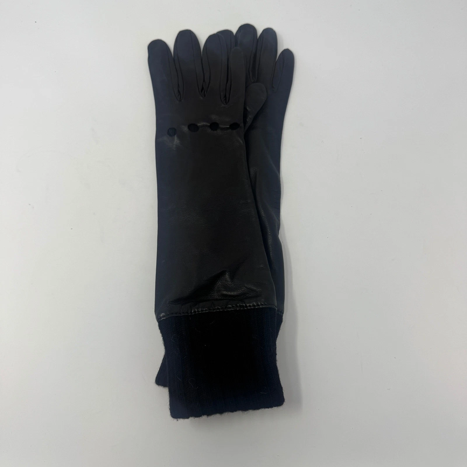 Vintage Piazza Sempione Italian Gloves Womens M Black Preowned Leather Goat