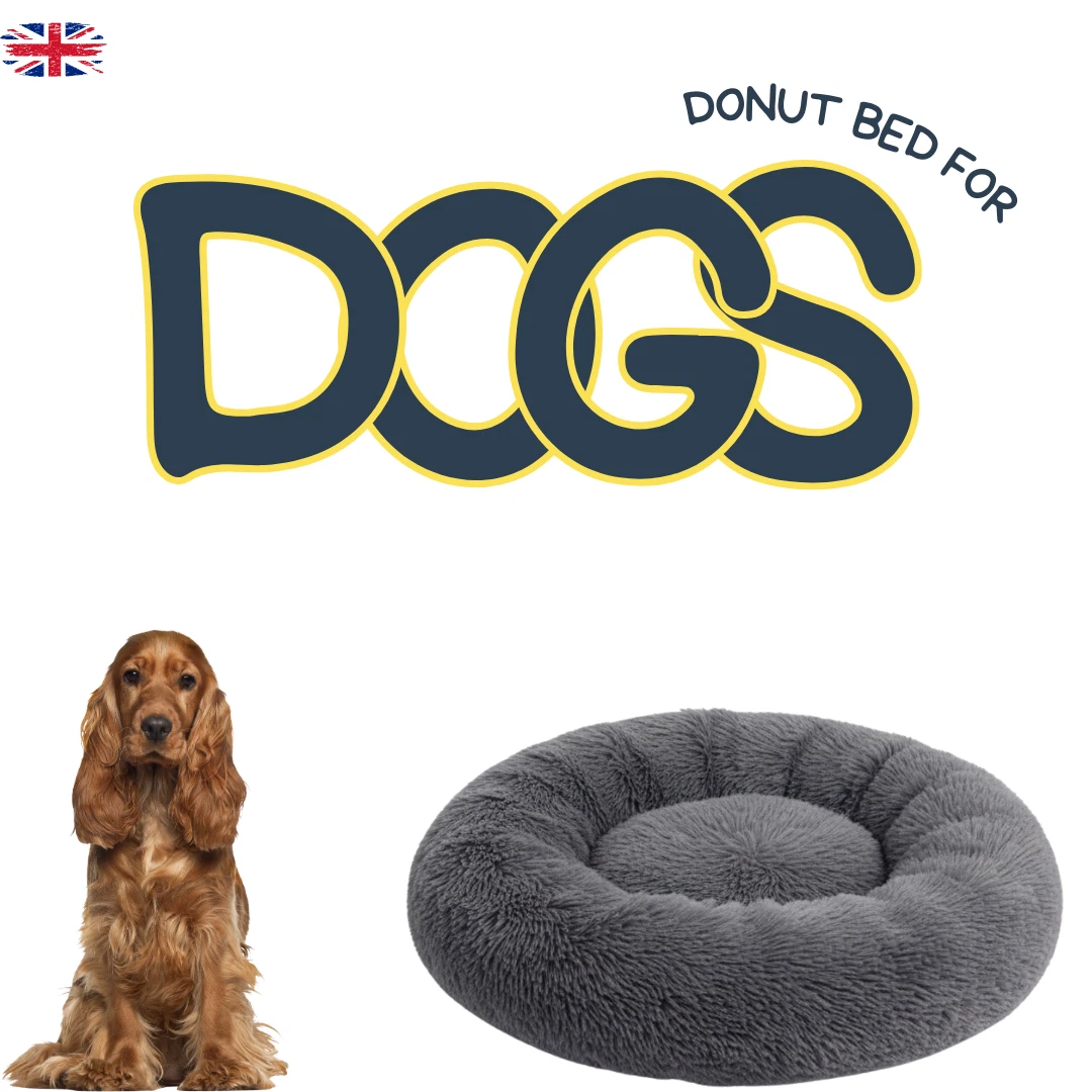 Calming Dog Bed Donut Plush Soft Pet Cushion Cozy Nest XS–XL